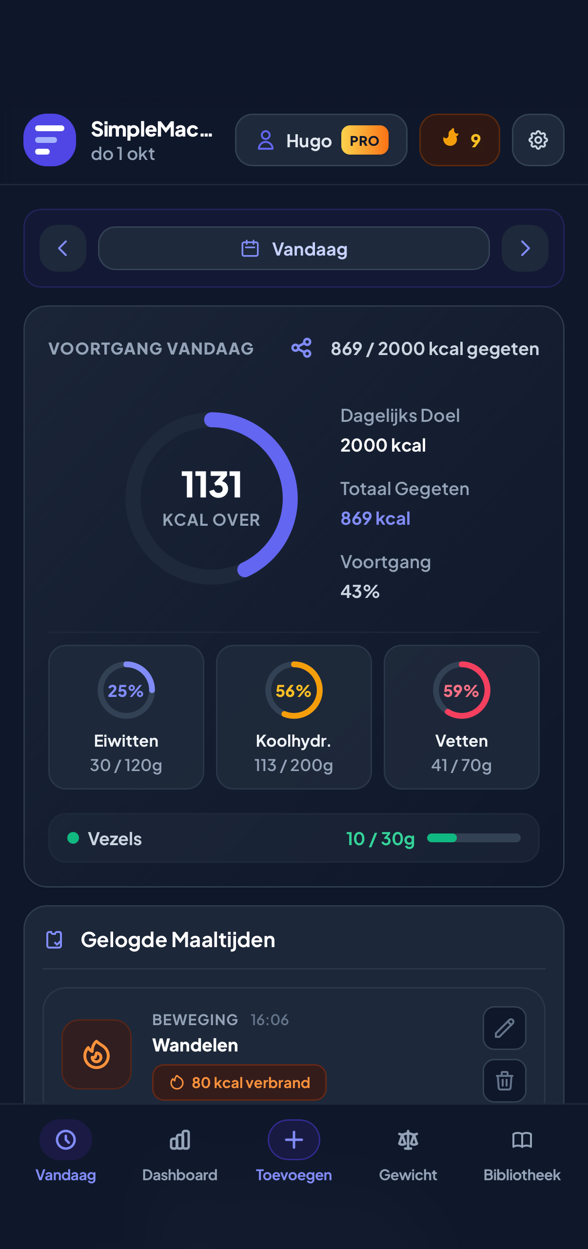 SimpleMacro App Dashboard